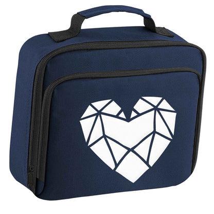 Geometric heart insulated navy lunch bag cooler