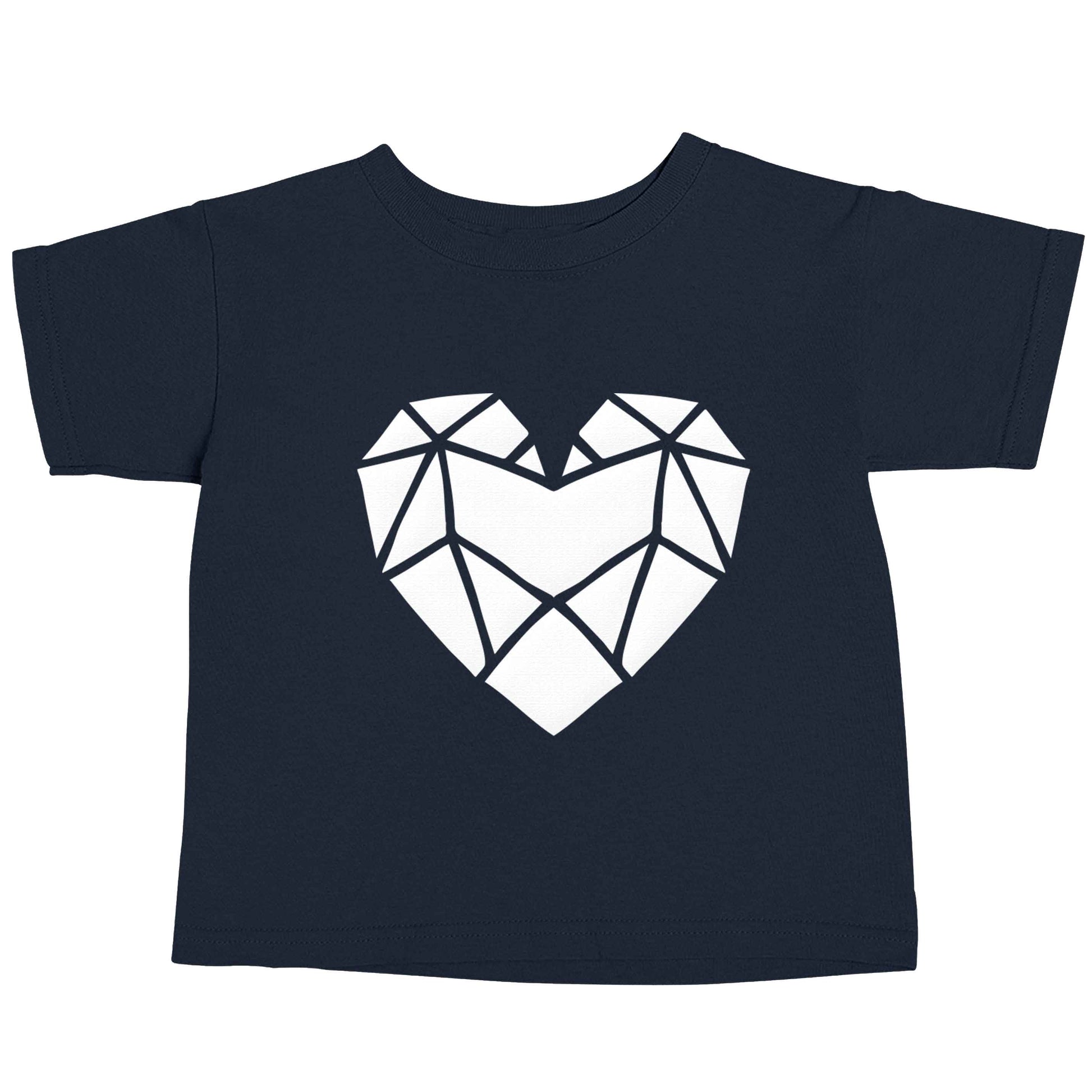 Geometric heart navy baby toddler Tshirt 2 Years