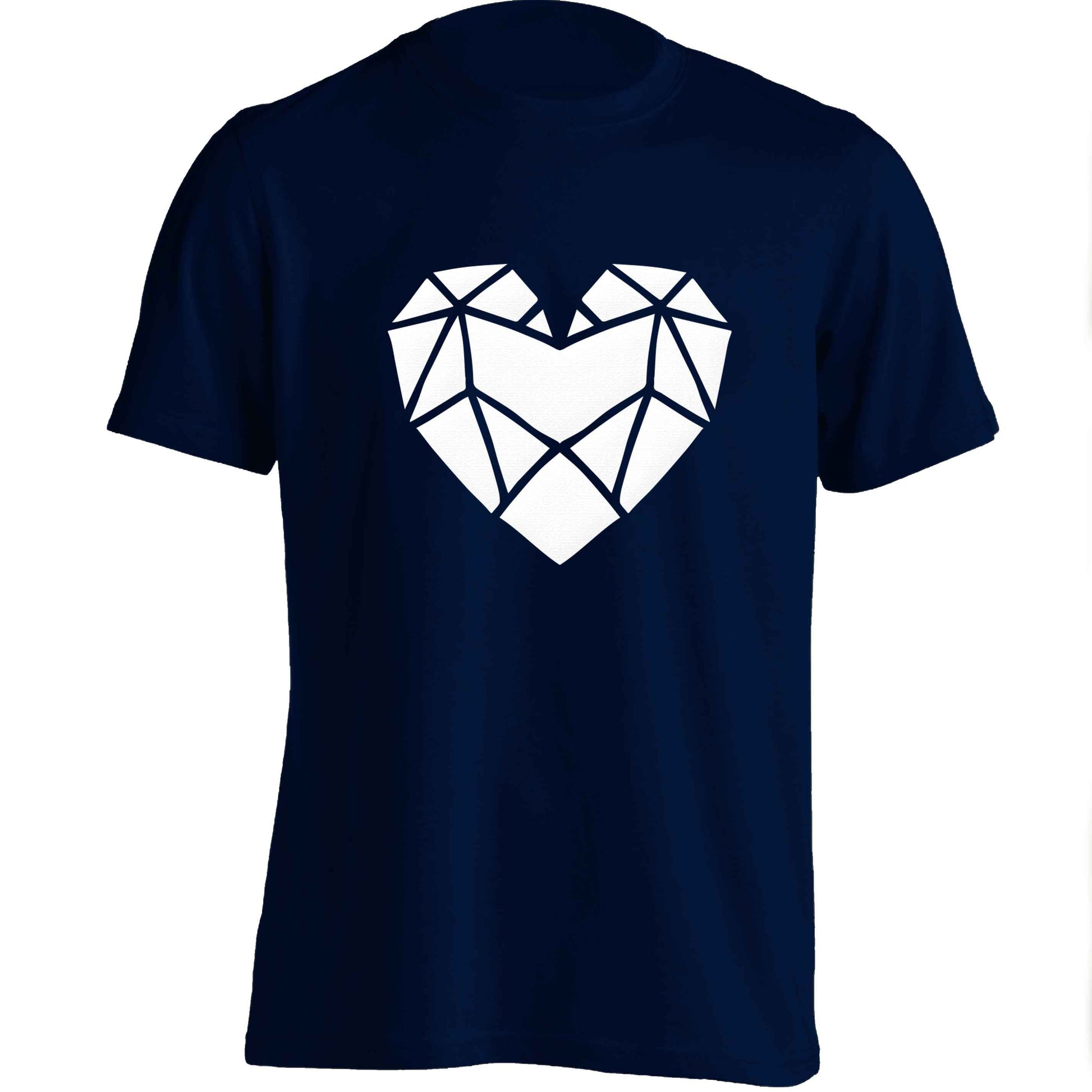 Geometric heart adults unisex navy Tshirt 2XL