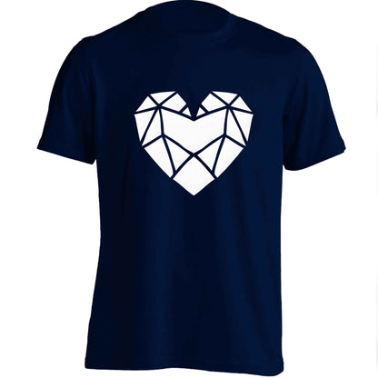 Geometric heart adults unisex navy Tshirt 2XL