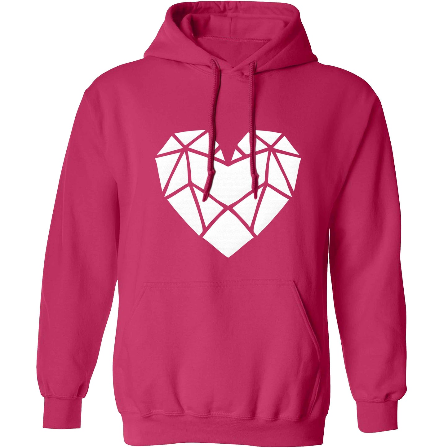 Geometric heart adults unisex pink hoodie 2XL