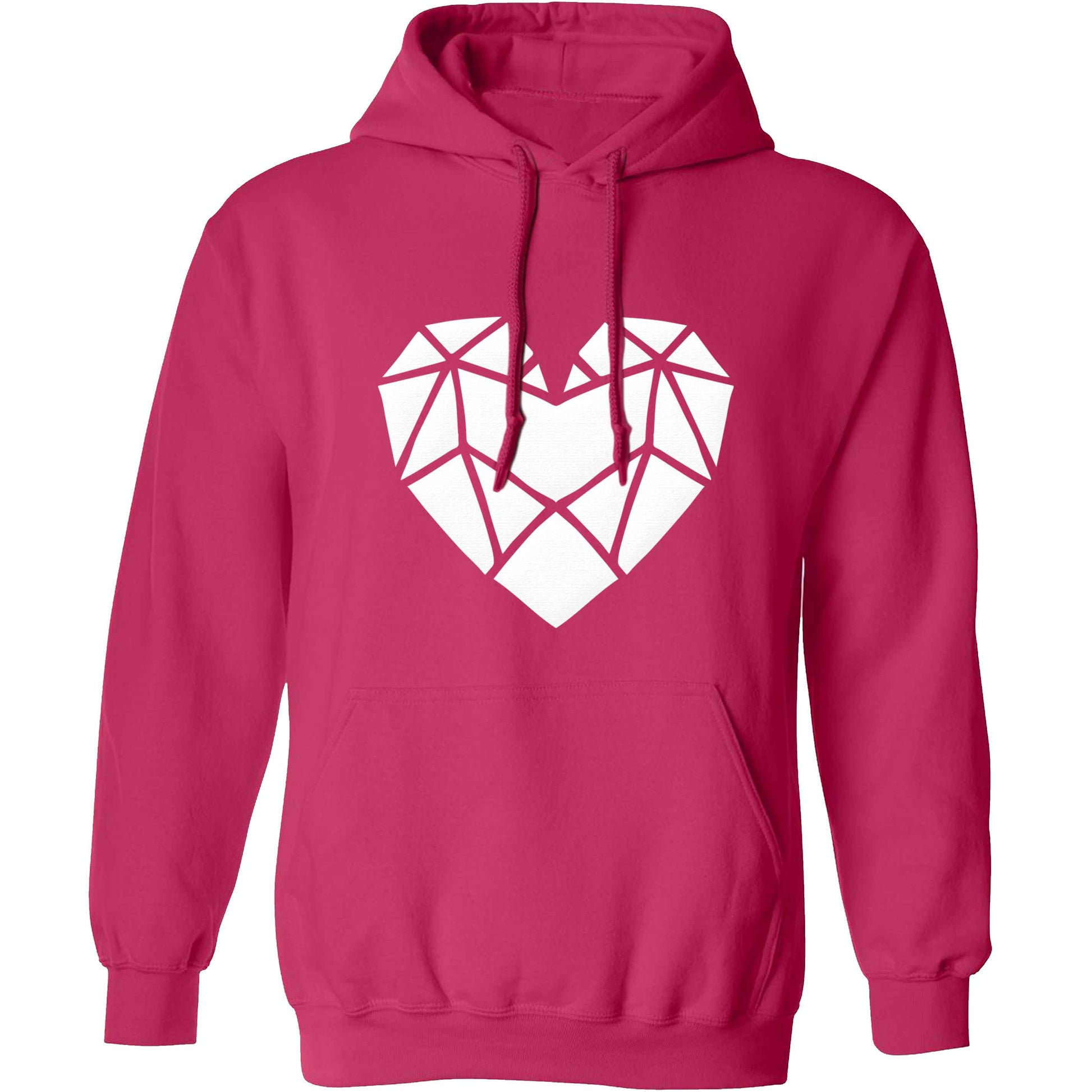 Geometric heart adults unisex pink hoodie 2XL