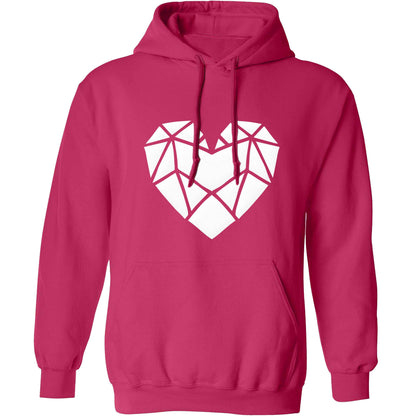 Geometric heart adults unisex pink hoodie 2XL