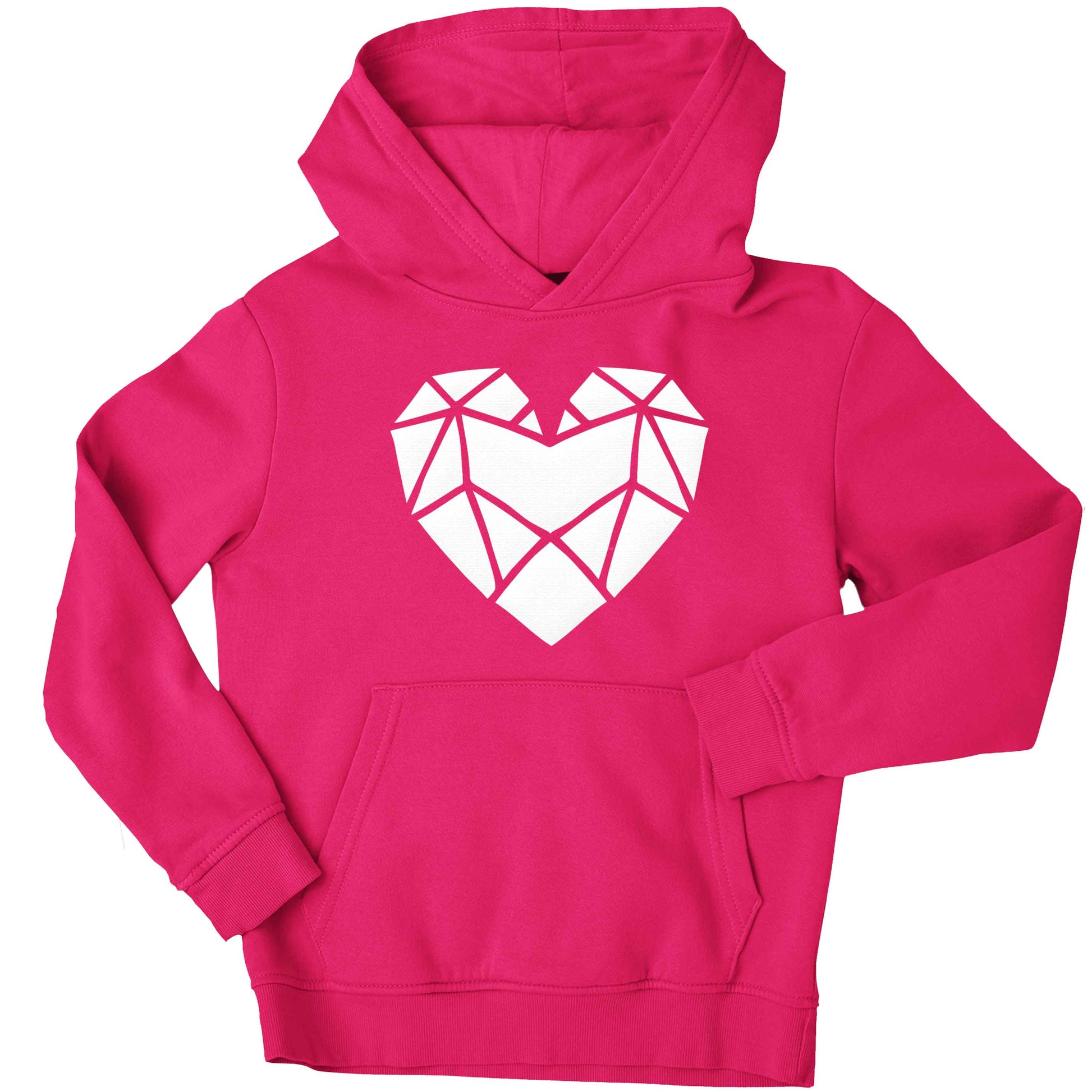 Geometric heart children's pink hoodie 12-13 Years