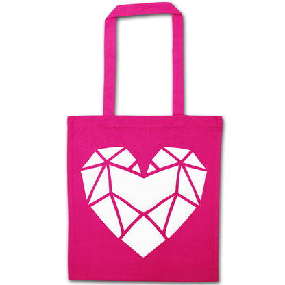 Geometric heart pink tote bag