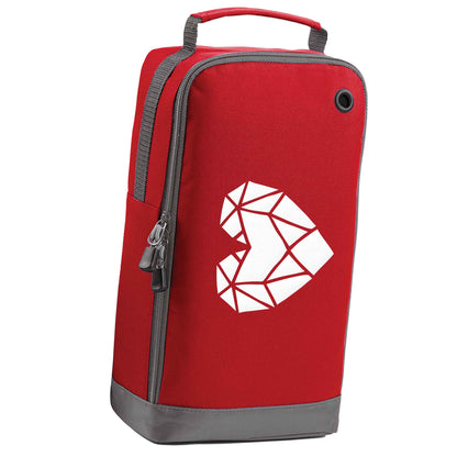 Geometric heart red sports shoe bag vertical print