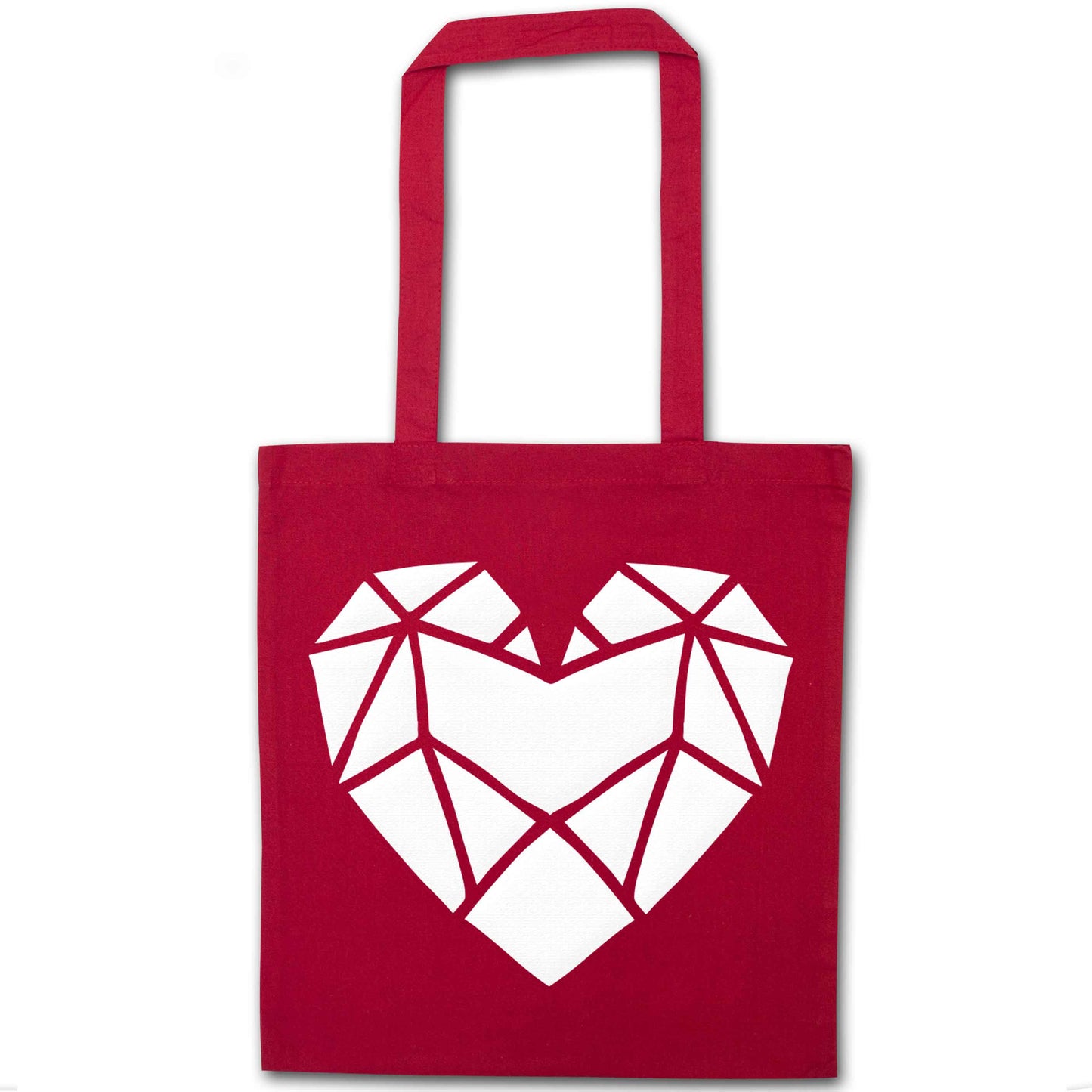 Geometric heart red tote bag