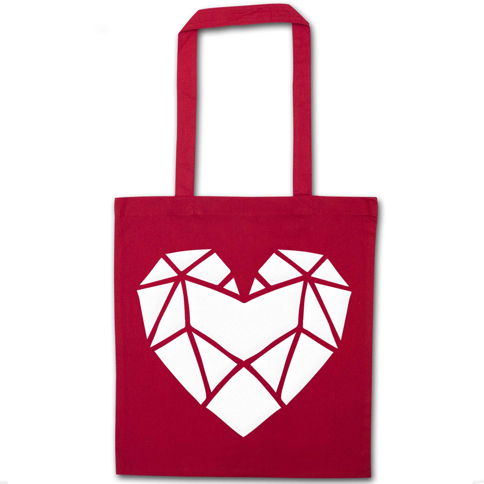 Geometric heart red tote bag