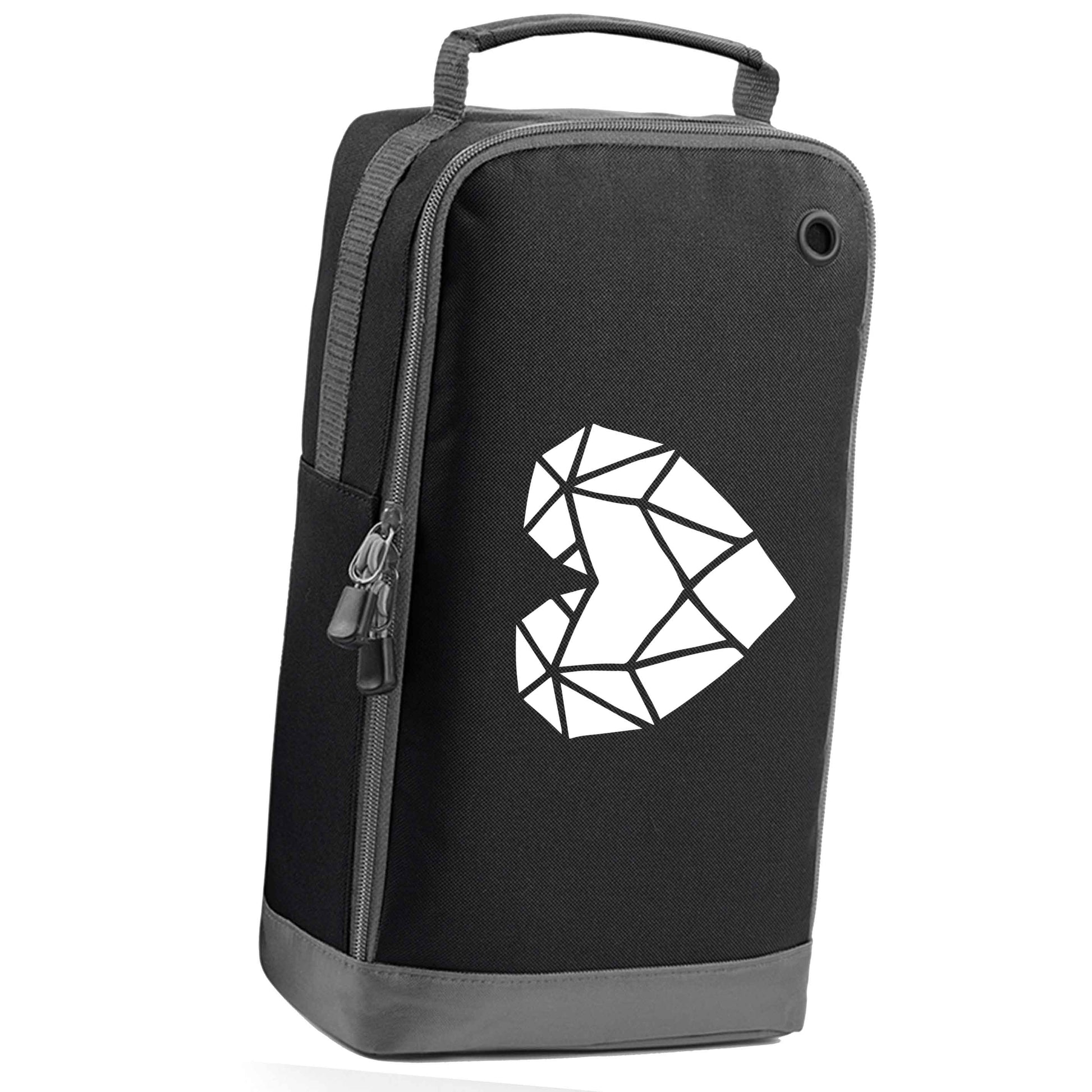 Geometric heart black sports shoe bag horizontal print