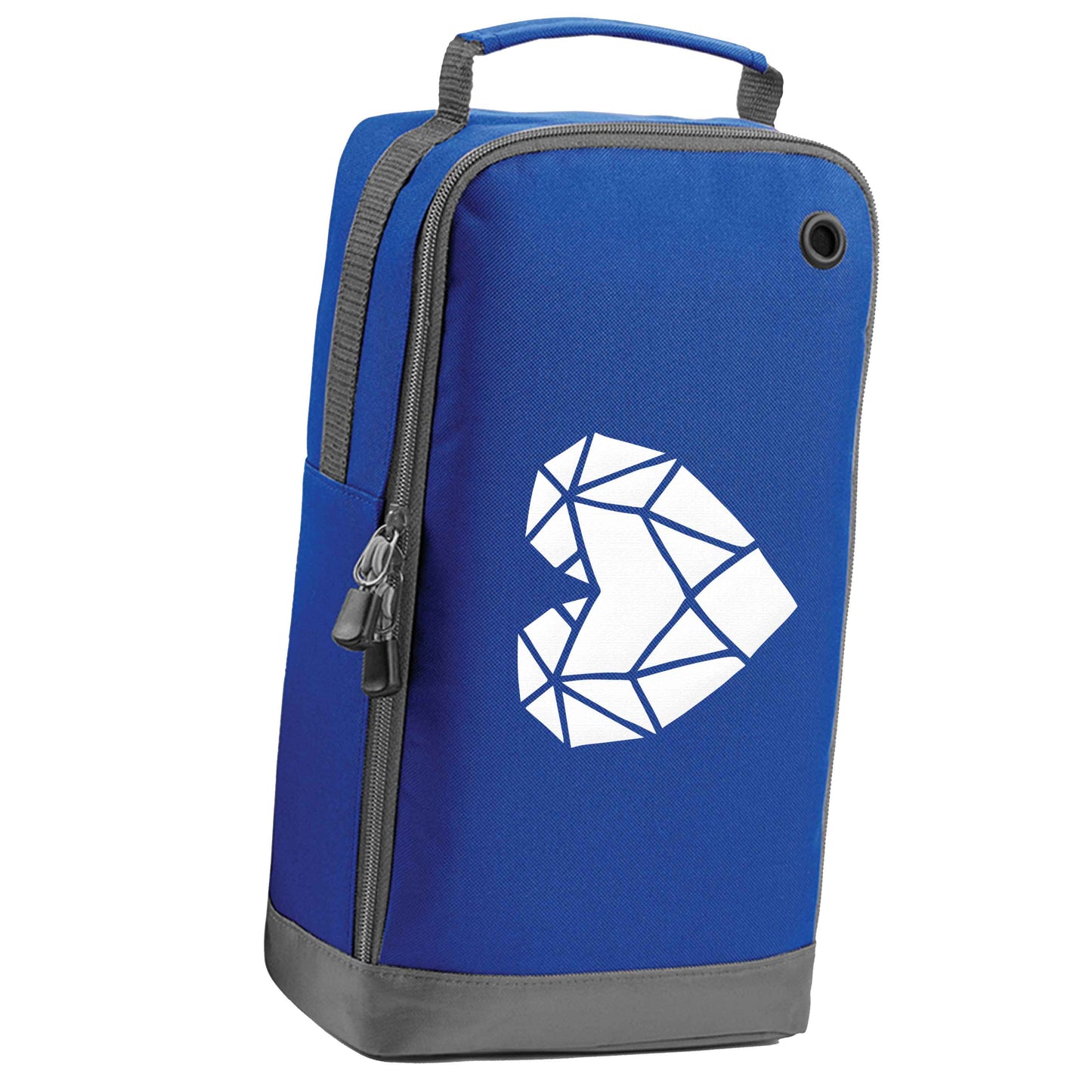 Geometric heart blue sports shoe bag horizontal print