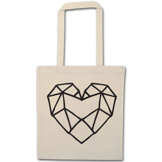 Geometric heart natural tote bag