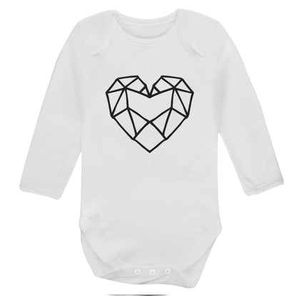 Geometric heart baby bodysuit long sleeved white 6-12 months