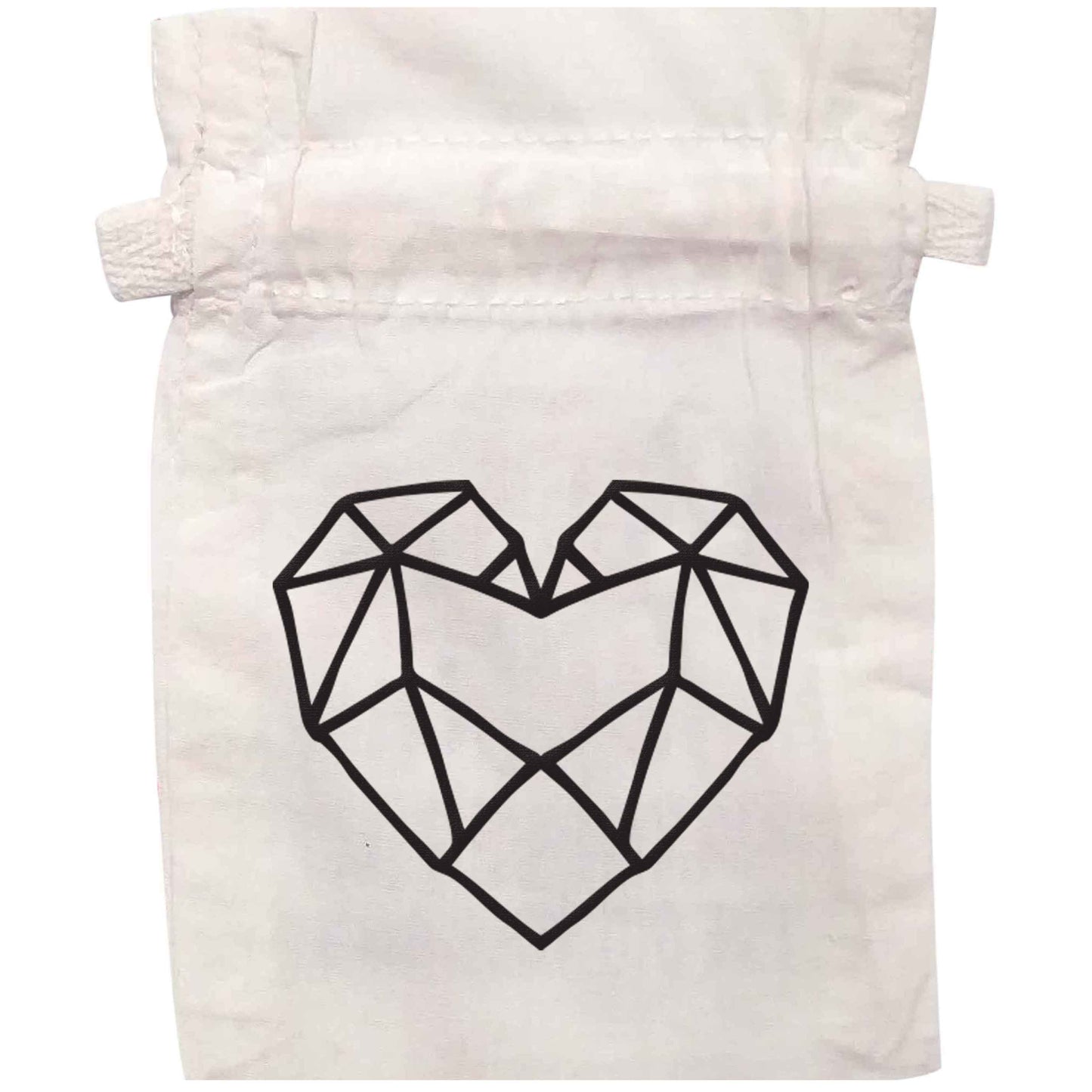 Geometric heart | XS - L | Pouch / Drawstring bag / Sack | Organic Cotton | Bulk discounts available!