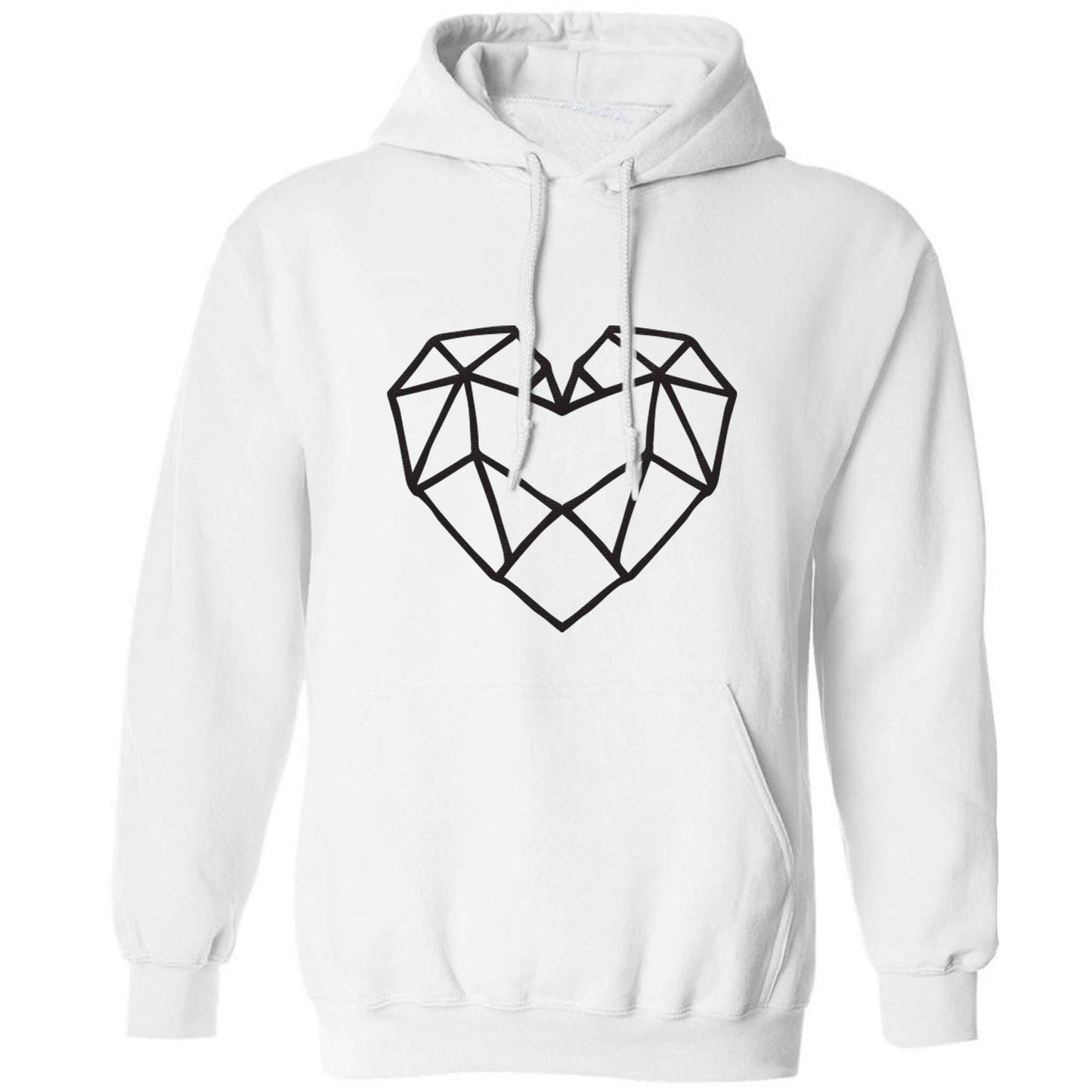 Geometric heart adults unisex white hoodie 2XL