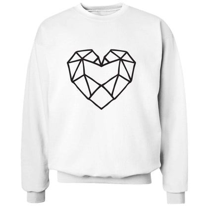 Geometric heart adult's unisex white sweater 2XL