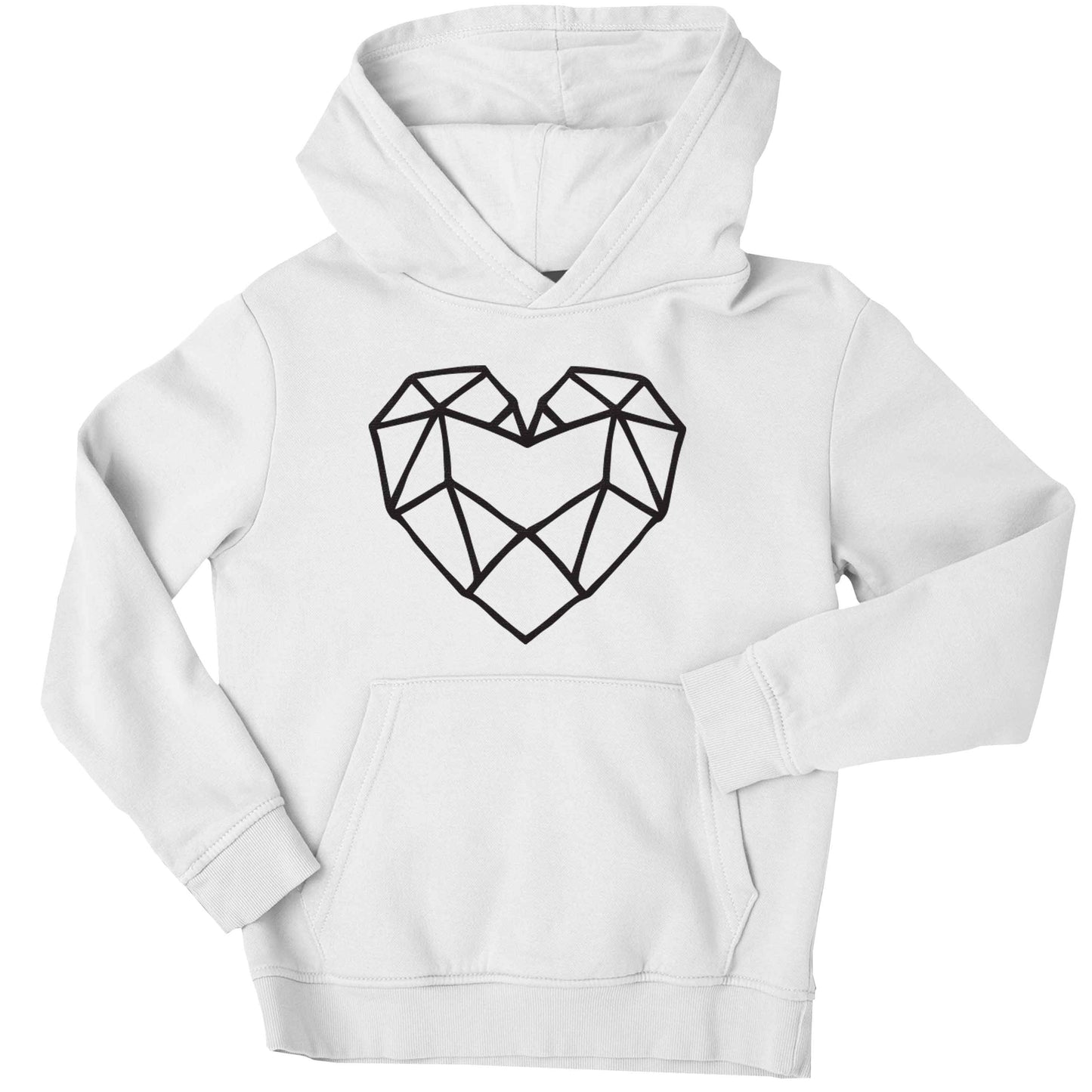 Geometric heart children's white hoodie 12-13 Years