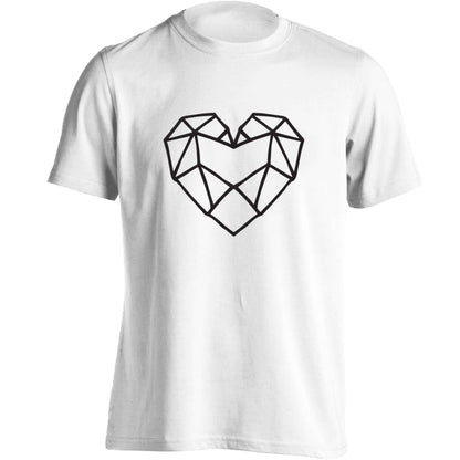 Geometric heart adults unisex white Tshirt 2XL