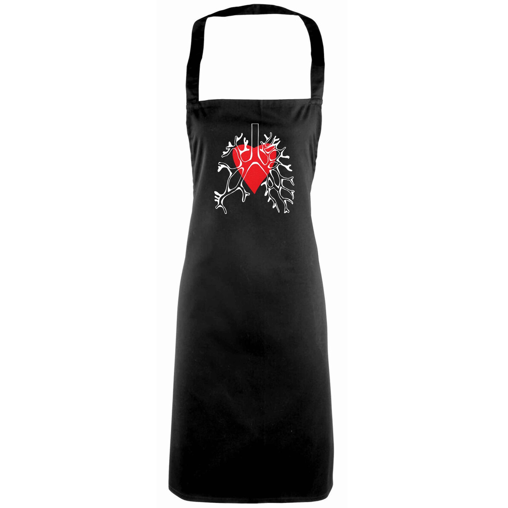 Lungs and heart illustration adults black apron