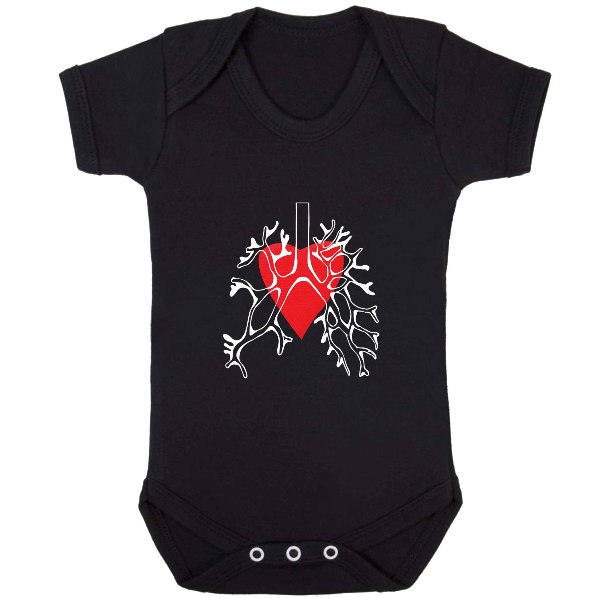Lungs and heart illustration baby bodysuit black 18-24 months