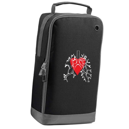 Lungs and heart illustration black sports shoe bag vertical print