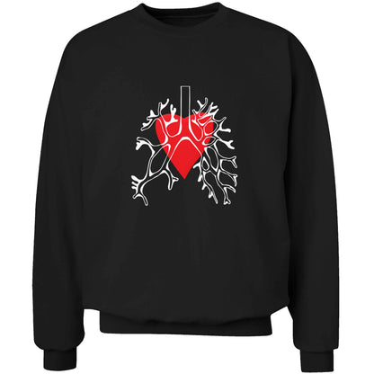 Lungs and heart illustration adult's unisex black sweater 2XL