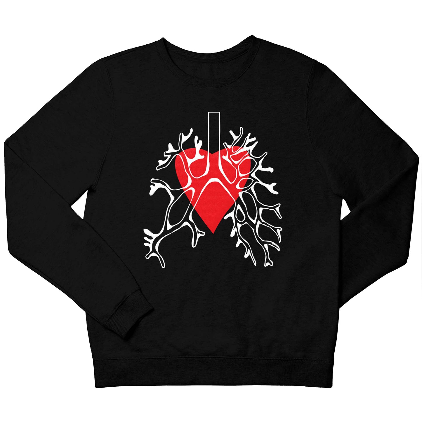 Lungs and heart illustration children's black sweater 12-13 Years