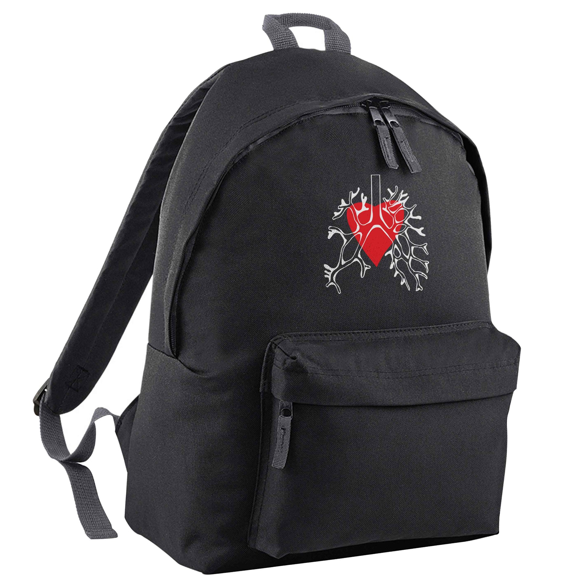 Lungs and heart illustration black adults backpack