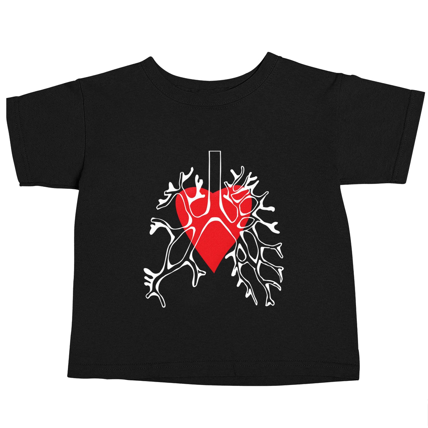 Lungs and heart illustration Black baby toddler Tshirt 2 years