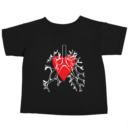 Lungs and heart illustration Black baby toddler Tshirt 2 years