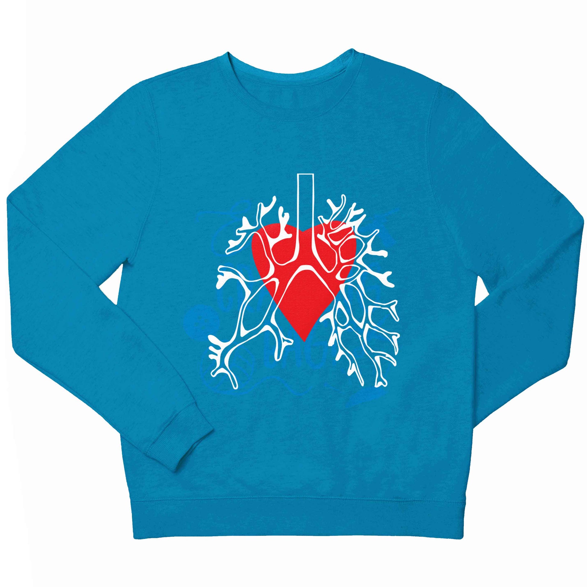 Lungs and heart illustration children's blue sweater 12-13 Years