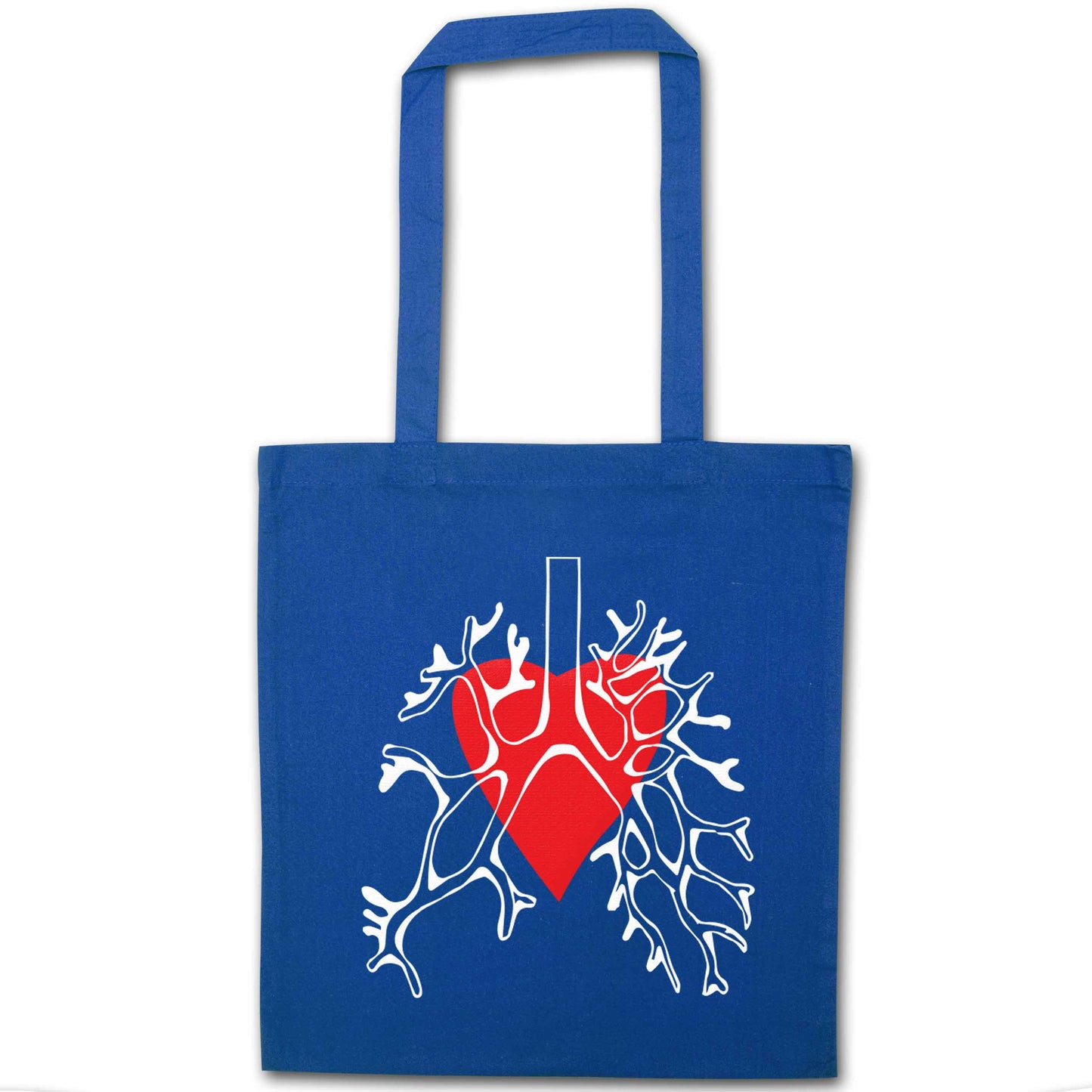 Lungs and heart illustration blue tote bag