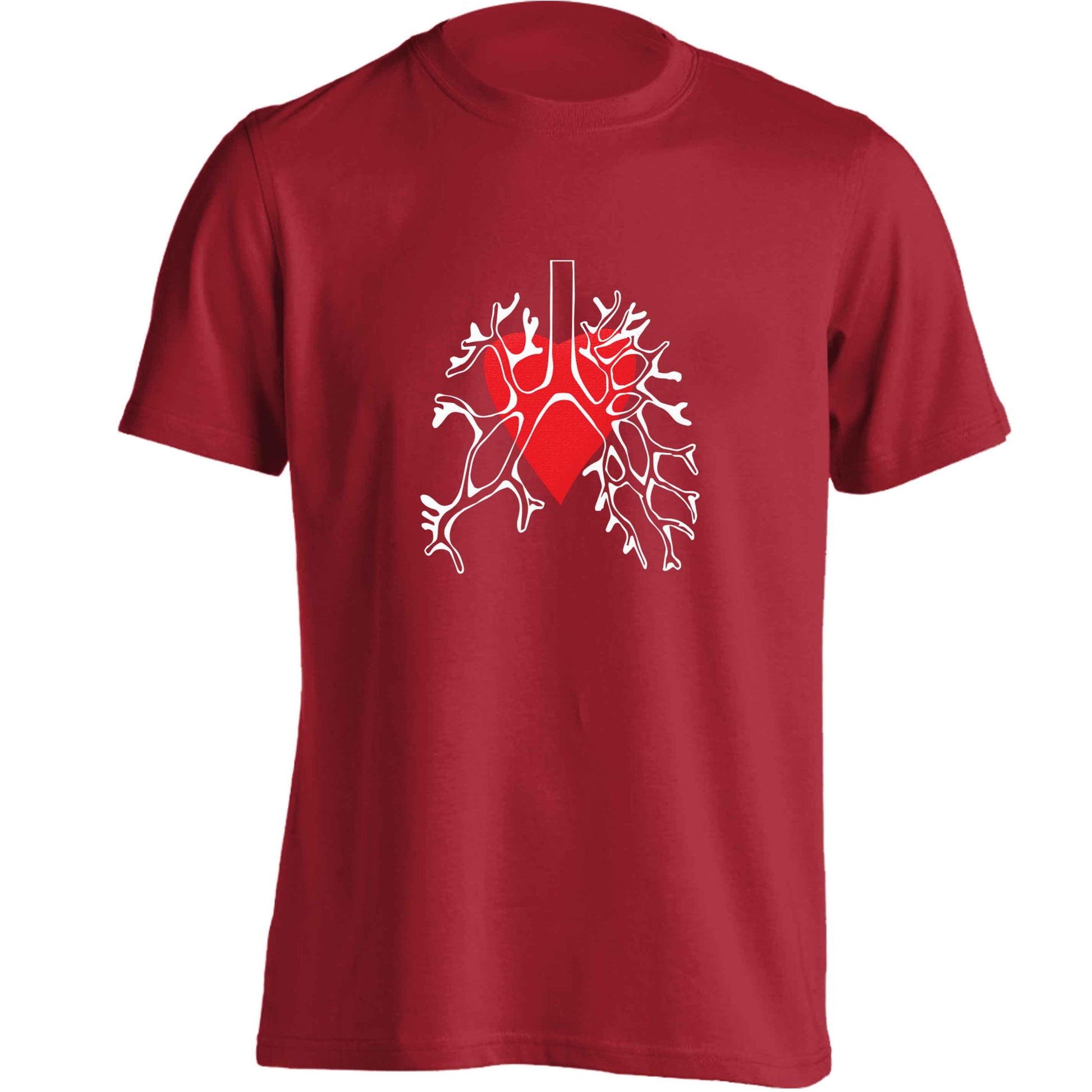 Lungs and heart illustration adults unisex red Tshirt 2XL