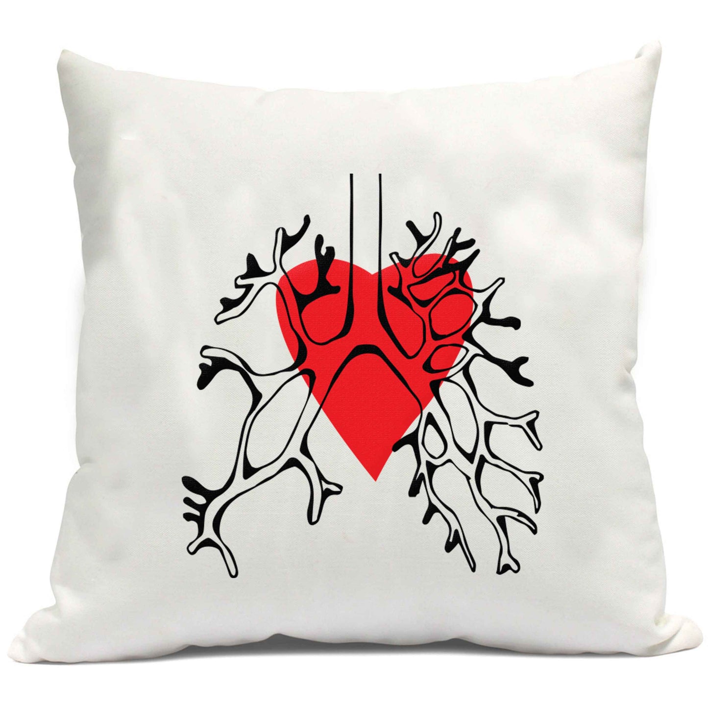 Lungs and heart illustration cushion cover