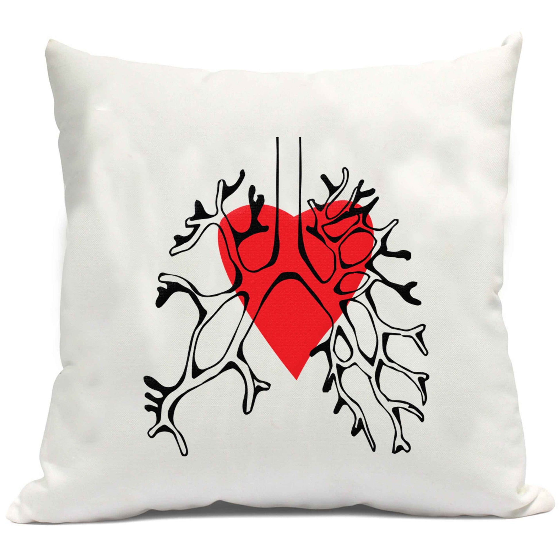 Lungs and heart illustration cushion cover
