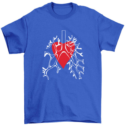 Lungs and heart illustration Children's blue Tshirt 12-13 Years