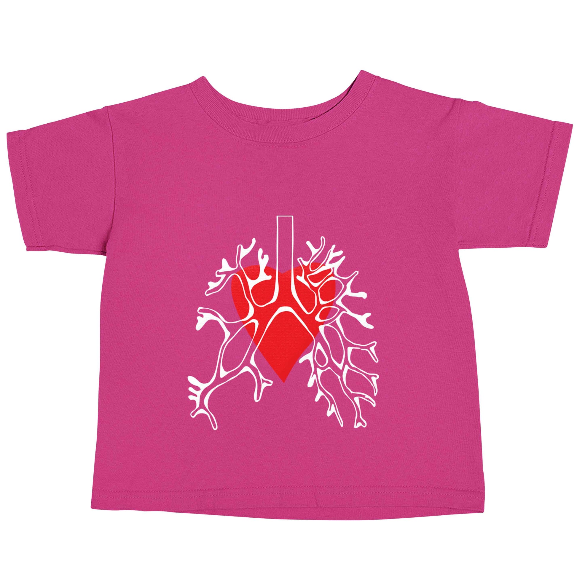 Lungs and heart illustration pink baby toddler Tshirt 2 Years