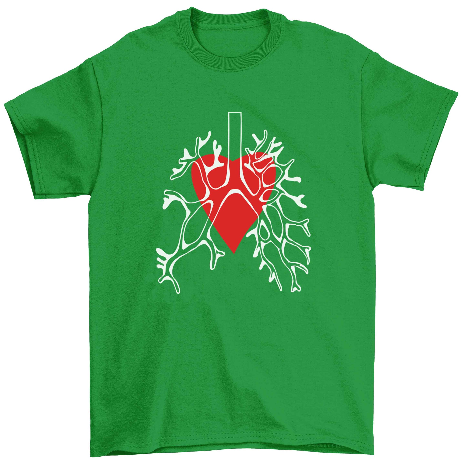 Lungs and heart illustration Children's green Tshirt 12-13 Years
