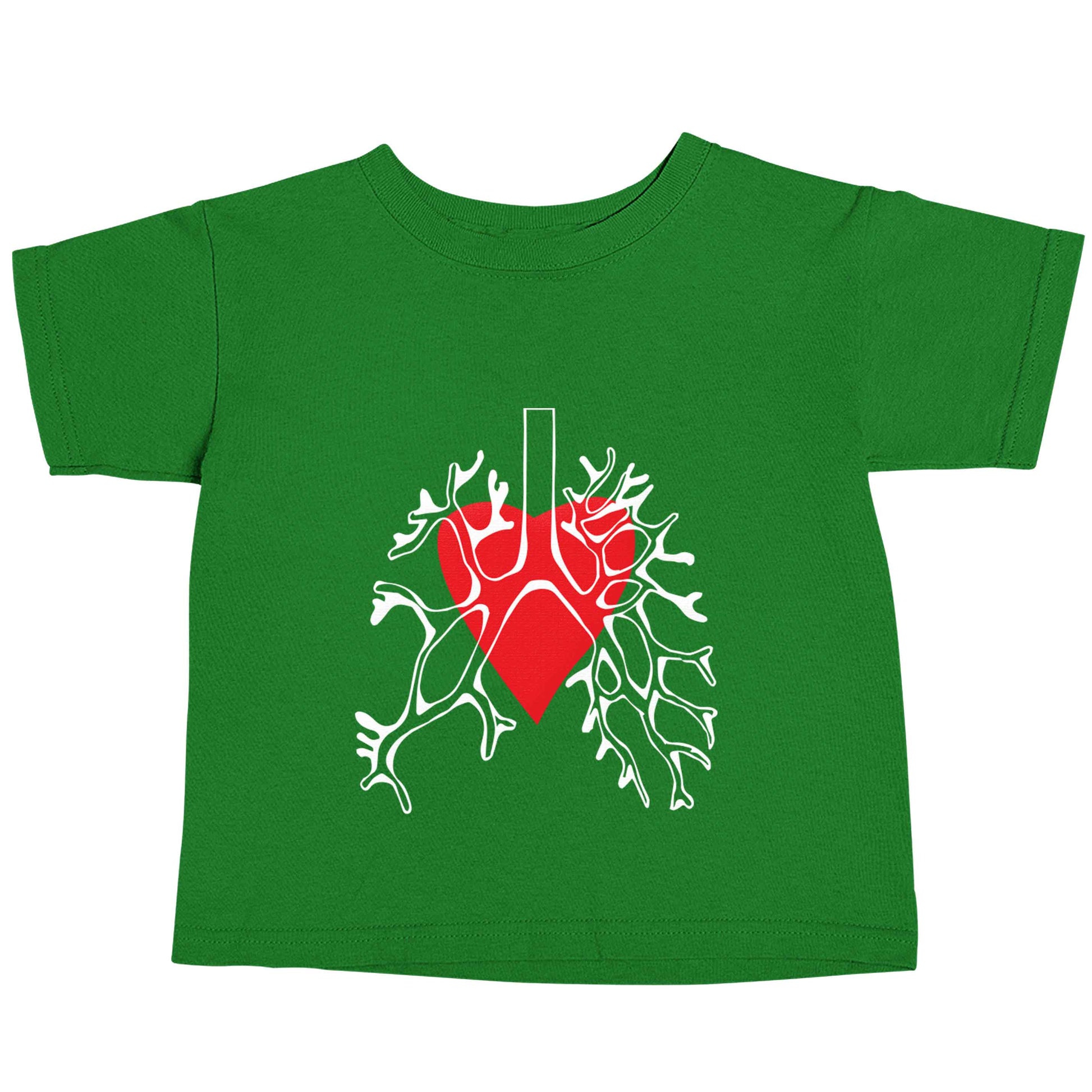 Lungs and heart illustration green baby toddler Tshirt 2 Years
