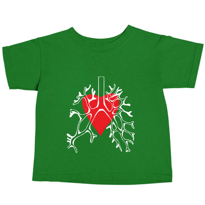 Lungs and heart illustration green baby toddler Tshirt 2 Years
