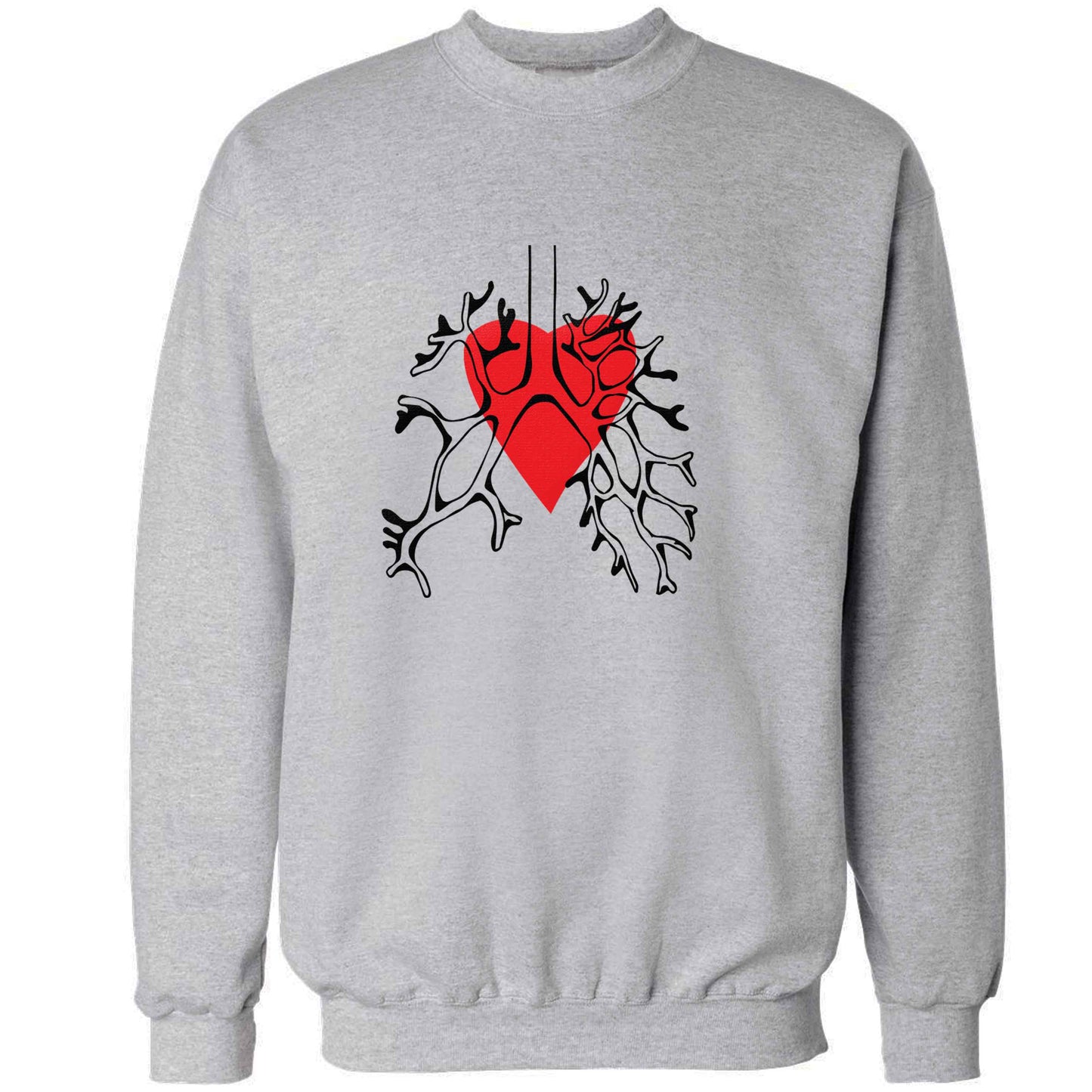 Lungs and heart illustration adult's unisex grey sweater 2XL