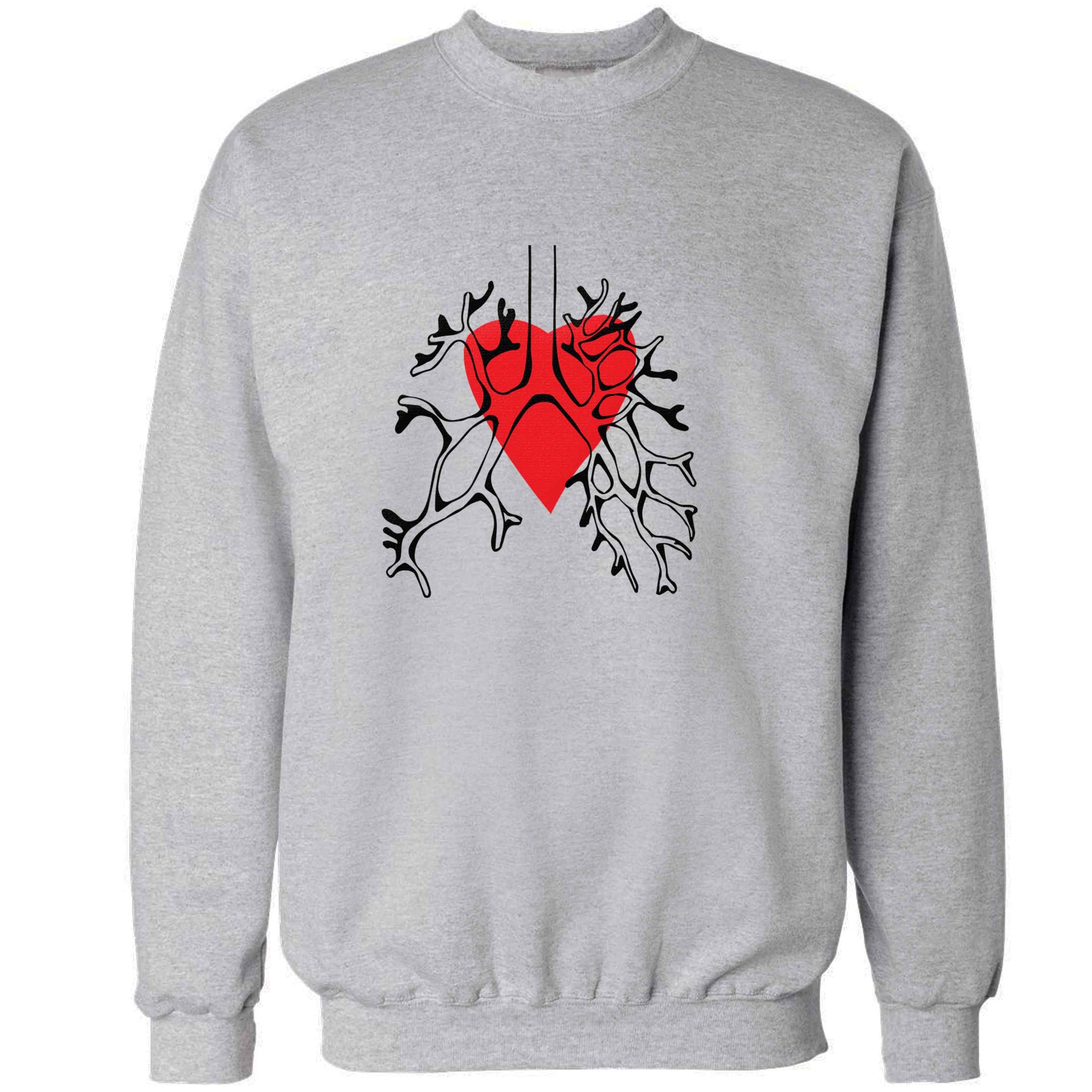 Lungs and heart illustration adult's unisex grey sweater 2XL