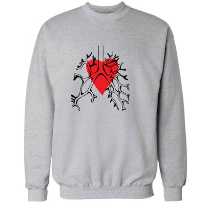Lungs and heart illustration adult's unisex grey sweater 2XL