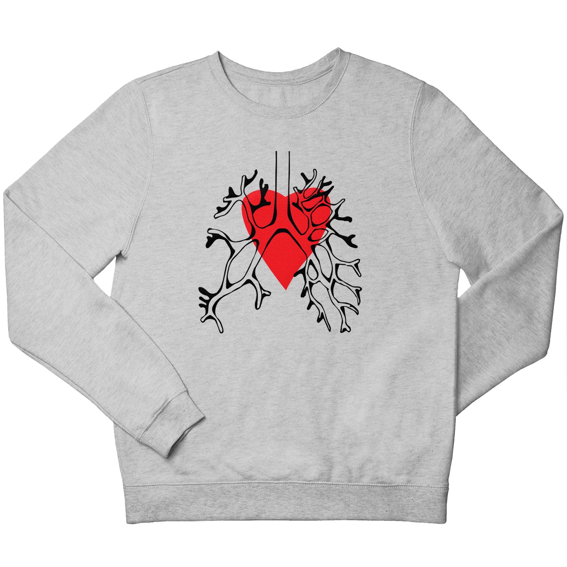 Lungs and heart illustration children's grey sweater 12-13 Years