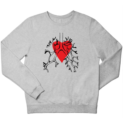 Lungs and heart illustration children's grey sweater 12-13 Years