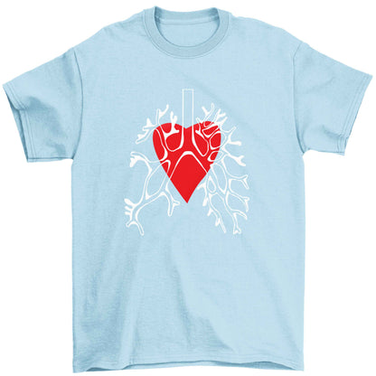 Lungs and heart illustration Children's light blue Tshirt 12-13 Years