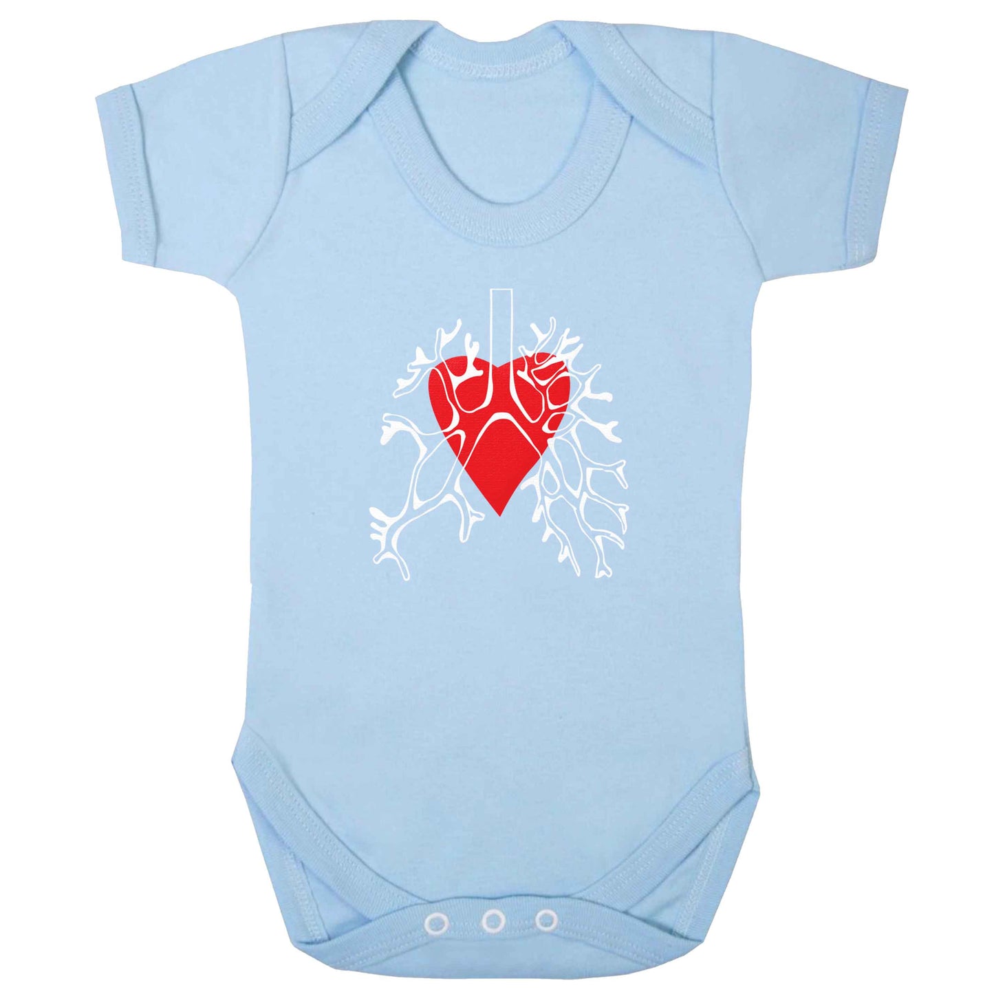Lungs and heart illustration baby bodysuit pale blue 18-24 months