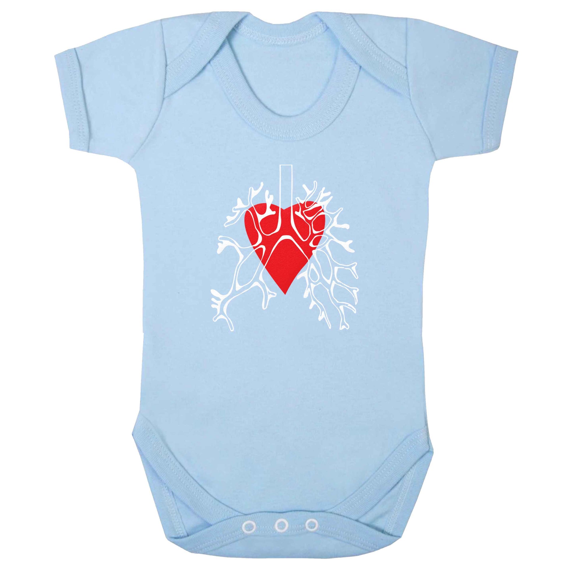 Lungs and heart illustration baby bodysuit pale blue 18-24 months