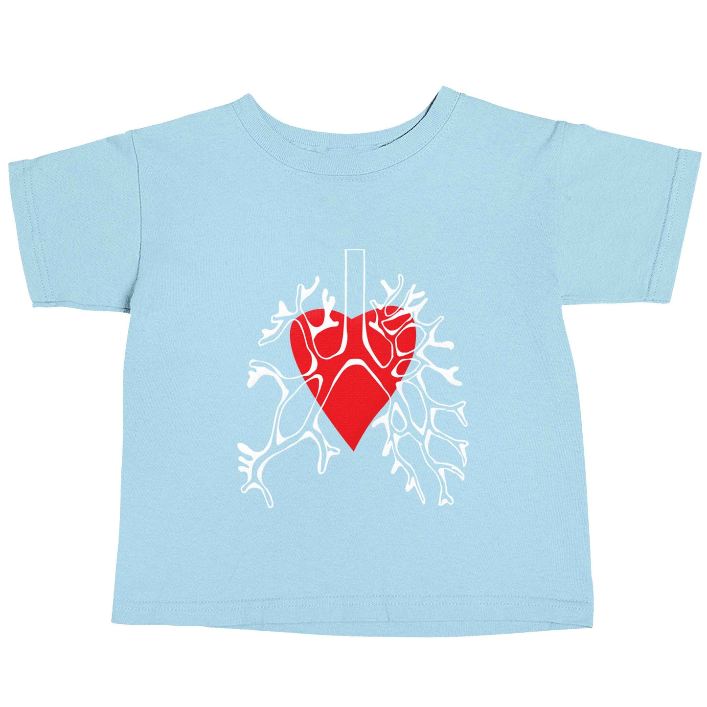 Lungs and heart illustration light blue baby toddler Tshirt 2 Years
