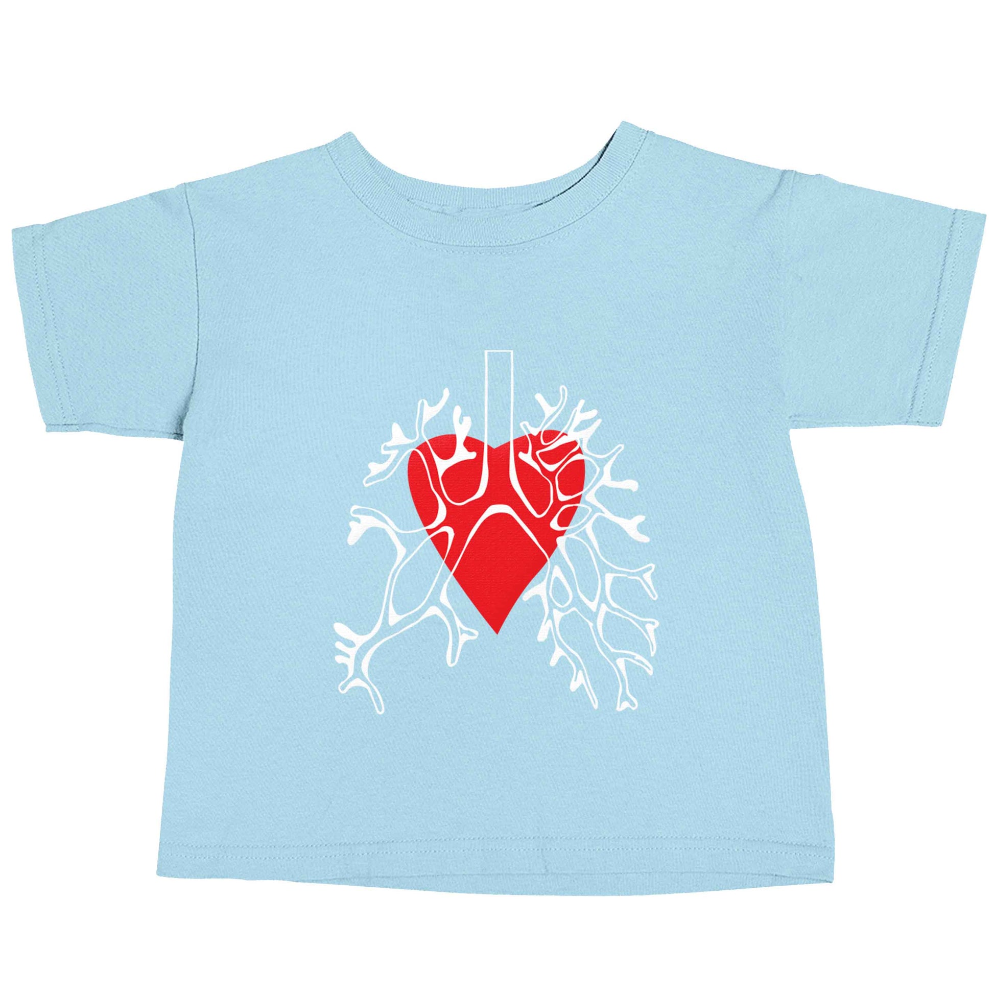 Lungs and heart illustration light blue baby toddler Tshirt 2 Years