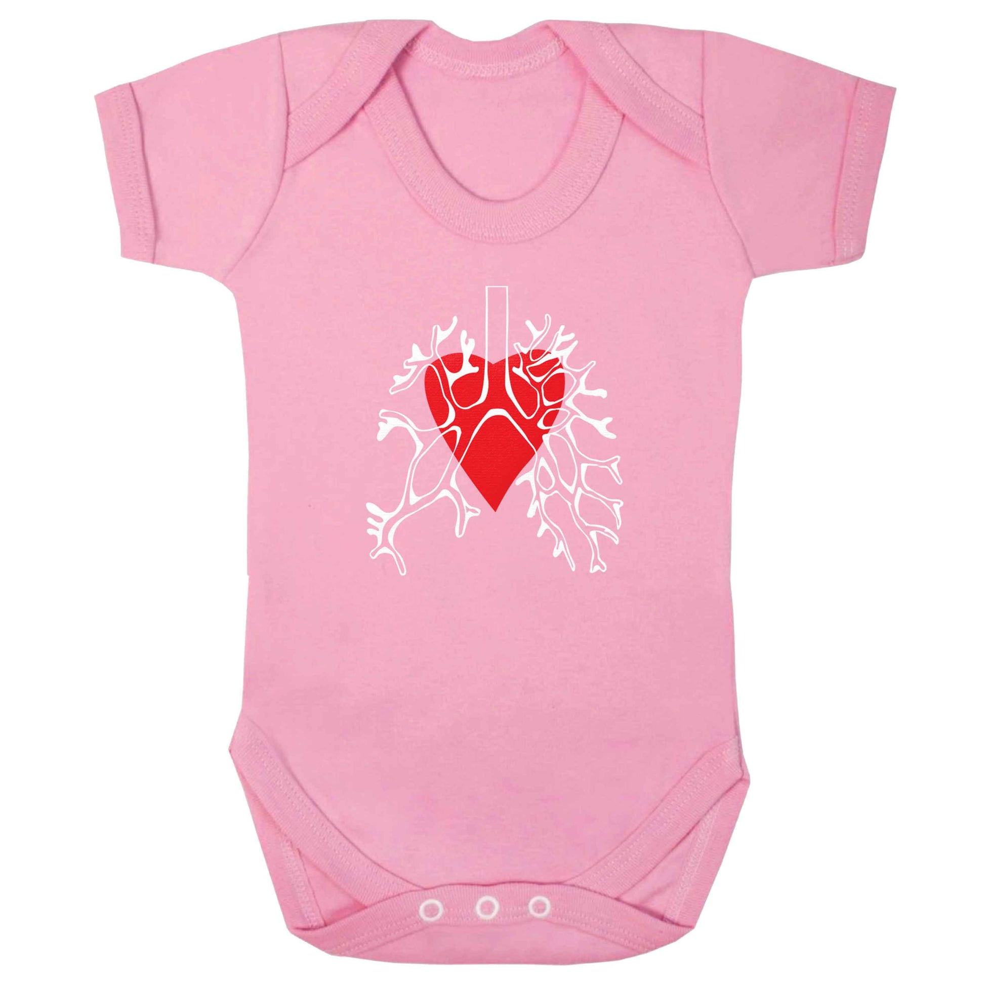 Lungs and heart illustration baby bodysuit pale pink 18-24 months